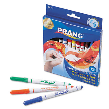 Prang® Fine Line Markers, Fine Bullet Tip, Assorted Colors, 12-set freeshipping - TVN Wholesale